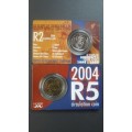 2004- R2 (10 Years of Democacy ) plus R5 Coin on Cards as issued by SA Mint.