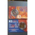 2004- R2 (10 Years of Democacy ) plus R5 Coin on Cards as issued by SA Mint.