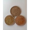 Netherlands -1956 /57/58 -1 Gulden x 3 Silver Coins, One Bid for all.