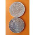 1963 and 1966 -5 Mark Coins -Bundes Republic Deutschland -Silver.
