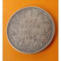 India -1890 -One Rupee -Silver.