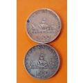Italy- 1959 -Columbus Ships 500 Lire x 2 Silver Coins