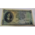 UNCIRCULATED ONE POUND NOTE MH DE KOCK B28 PRINTED ON THICKER PAPER DATED 12 APRIL 1949