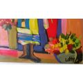 OIL ON BOARD  PAINTING BY LOFTY - BEAUTIFUL WITH VIBRANT COLOURS