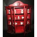 Miniature Display Cabinet with Miniature Ceramic items - For Doll's House or Display