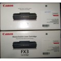 TWO CANON FX3 Monochrome Laser Cartridges -In 2 Unopened Original Canon Boxes (Not Generic products)