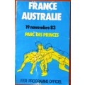 FRANCE vs AUSTRALIA Rugby Match Programme November 1983