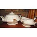 Africana - South African Fine China - Old Coat of Arms - Huguenot Royale - Terrine & Gravy Boat