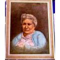 Beautiful Portrait of an Old Lady - By AL Carr dated 1977 - Oil on Board
