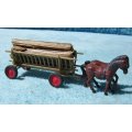 Preiser HO gauge Horses and Trailer Loaded with Wooden Tree Stumps