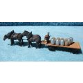 Preiser HO gauge Horses and Trailer with Woman and Barrels