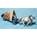 Preiser HO gauge Horses and Wagon Loaded with Beer Barrels and Figure