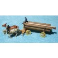 Preiser HO gauge Horses and Wagon Loaded with Wooden Logs and Figure