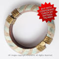 Antique precious stones and wood bangle bracelet