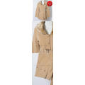 Ladies long faux suede coat with removable fur collar
