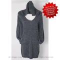Womens grey long length hooded sweater dress by Jacqueline de Yong