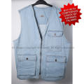Light blue denim biker cut style vest by CODE ZERO