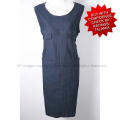 Ladies dark navy blue stretch denim sleeveless dress (large size)