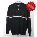 Mens black Sheep Wool blend sweater jersey with subtle stripes