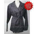 Ladies Dark Grey long length water resistant coat with belt