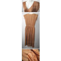 Beautiful ladies tan brown fine pleats elegant dress