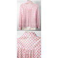 Quality vintage ladies white blouse with pink dots and large collars