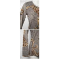 Ladies high stretch grey and brown leopards print top