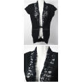Ladies black cotton throw over cover jacket with large lace collar