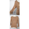 Beautiful ladies caramel brown sweater top with lace sleeves