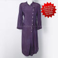 Ladies purple silky shiny dress with asymmetric button up