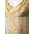 Womens unique golden sleeveless top with animal print sheen and cording details