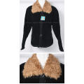 Ladies super soft black faux suede and teddy fur collar light weight jacket