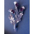 Scottish sterling silver and purple amethyst thistle brooch