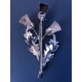 Scottish sterling silver and purple amethyst thistle brooch