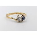 18ct gold platinum diamond & sapphire ring