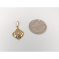 Vintage 9ct gold & pink topaz pendant