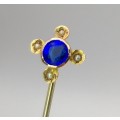 Victorian 9ct gold and blue spinel stick pin