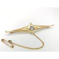 Magnificent Edwardian 15ct gold and aquamarine brooch