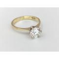 Tiffany style CZ solitaire ring (9ct gold)