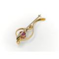 Pretty pink tourmaline treble clef brooch (9ct gold)