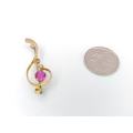 Pretty pink tourmaline treble clef brooch (9ct gold)