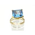 14ct gold Modernist blue topaz ring (Scandi style)