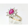 Pretty pink and white CZ ring (set in 9ct gold)