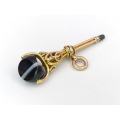 Victorian 18ct gold & banded onyx fob key