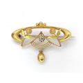 Edwardian 15ct gold & diamond Art Nouveau bar brooch