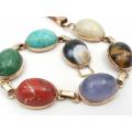 Rainbow semi precious stone bracelet (9ct rose gold)