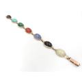 Rainbow semi precious stone bracelet (9ct rose gold)