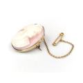 Antique pink shell cameo set in 15ct gold