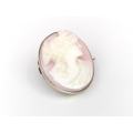 Antique pink shell cameo set in 15ct gold