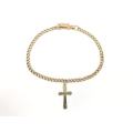 9ct gold bracelet with cross charm